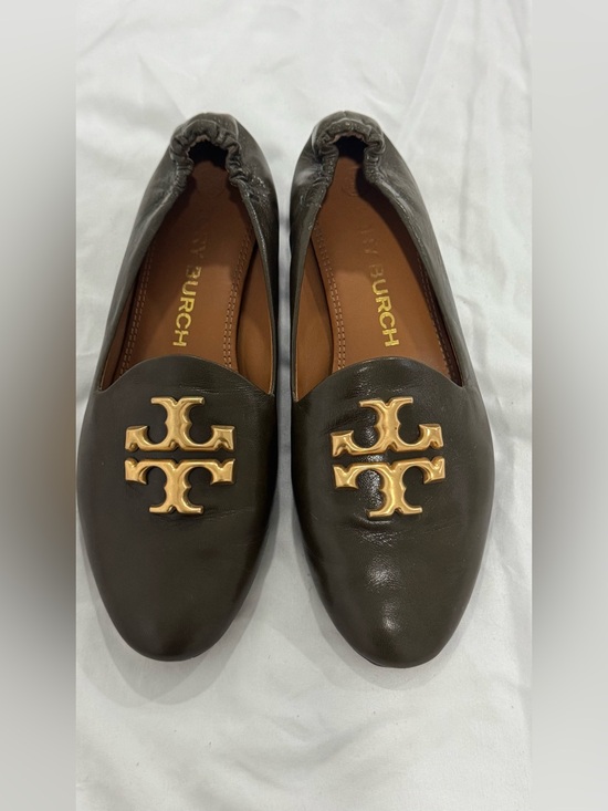Tory Burch Shoes - Tory Burch olive  Leather Loafers with Gold Logo